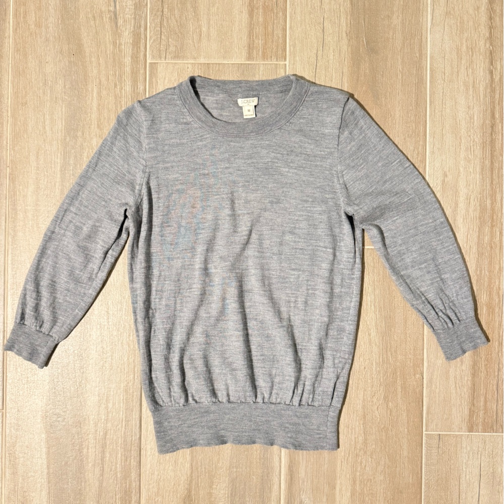 J. Crew Light Gray Merino Wool Gray Sweater Size Medium